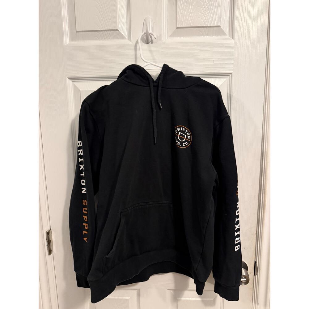 Brixton Supply Black Pullover Hoodie Logo Large